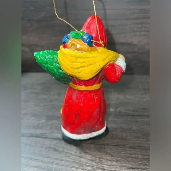 Vintage Santa with Toys Glass Holiday Ornament on String - Picture 4 of 5